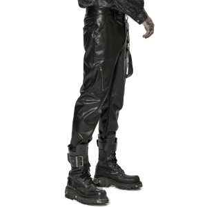 boutiqued pas cher PUNK RAVE Pantalon ‘Xanthus’ En Simili Cuir Noir 56