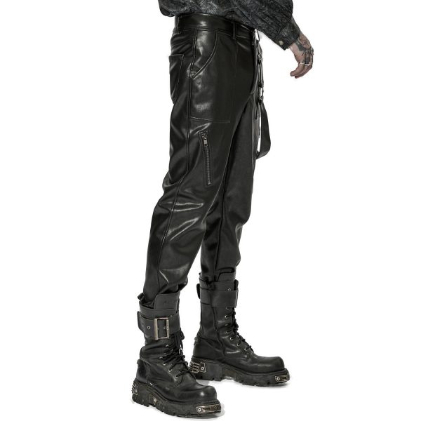 boutiqued pas cher PUNK RAVE Pantalon ‘Xanthus’ En Simili Cuir Noir 19