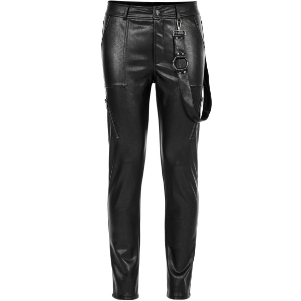 boutiqued pas cher PUNK RAVE Pantalon ‘Xanthus’ En Simili Cuir Noir 20