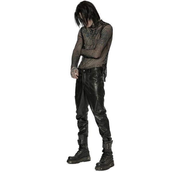 boutiqued pas cher PUNK RAVE Pantalon ‘Xanthus’ En Simili Cuir Noir 5