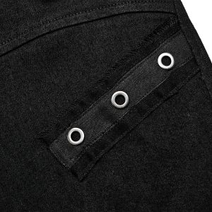 De super promotions disponibles PUNK RAVE Pantalon ‘Ywain’ En Denim Noir 45