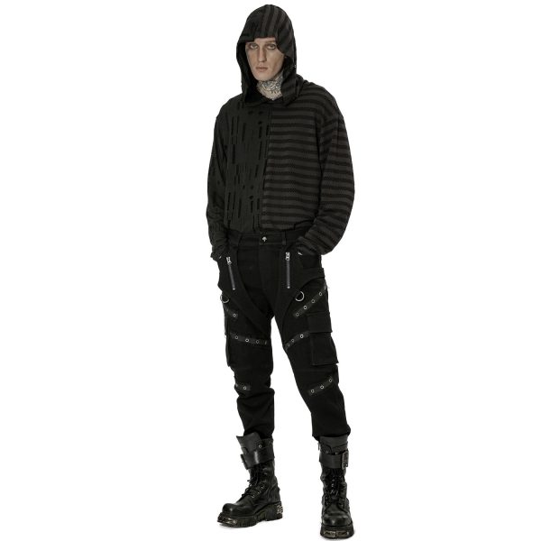 De super promotions disponibles PUNK RAVE Pantalon ‘Ywain’ En Denim Noir 5