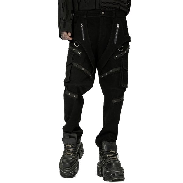 De super promotions disponibles PUNK RAVE Pantalon ‘Ywain’ En Denim Noir 8