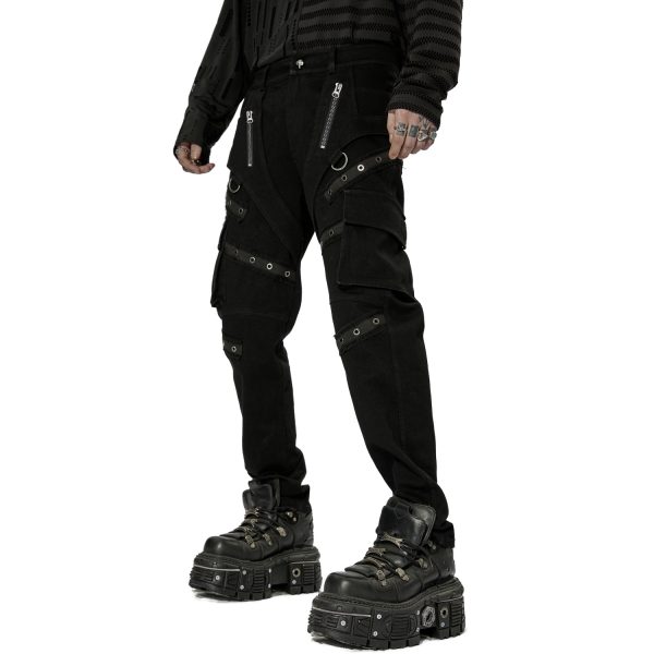 De super promotions disponibles PUNK RAVE Pantalon ‘Ywain’ En Denim Noir 9