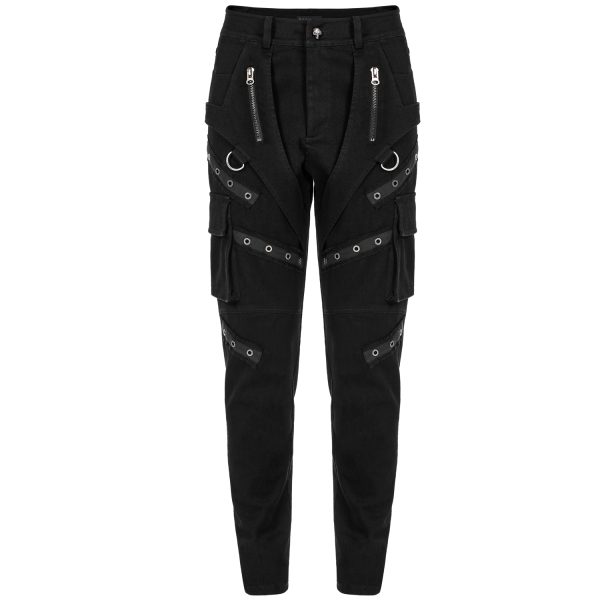 De super promotions disponibles PUNK RAVE Pantalon ‘Ywain’ En Denim Noir 10