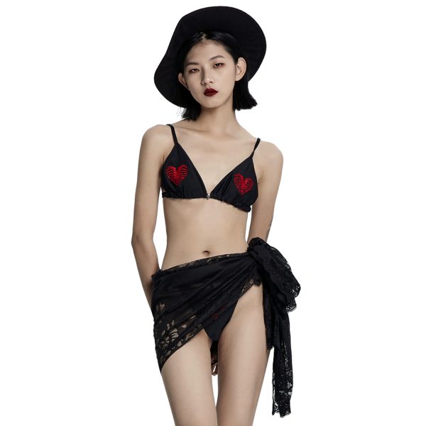 PUNK RAVE Paréo ‘Goth Bat’ En Dentelle Noire grande surprise 3