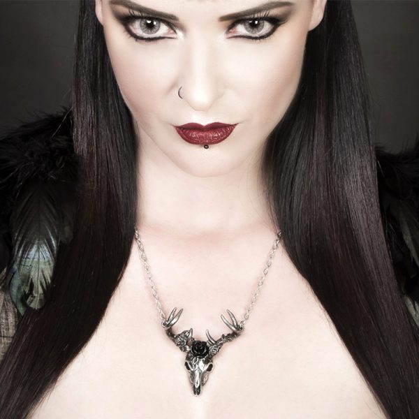 Réductions ALCHEMY GOTHIC Pendentif ‘White Hart, Black Rose’ 5