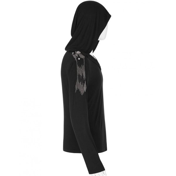 PUNK RAVE Polo Asymétrique à Capuche ‘Morok’ Noir fashion pas cher 12