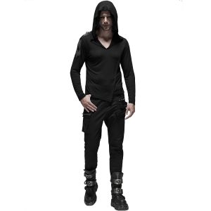 PUNK RAVE Polo Asymétrique à Capuche ‘Morok’ Noir fashion pas cher 29