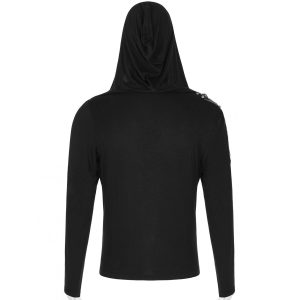PUNK RAVE Polo Asymétrique à Capuche ‘Morok’ Noir fashion pas cher 33