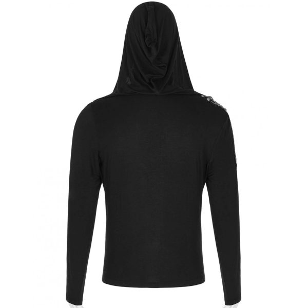 PUNK RAVE Polo Asymétrique à Capuche ‘Morok’ Noir fashion pas cher 11