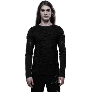 PUNK RAVE Polo Manches Longues ‘Astaroth’ Noir solde en ligne 22