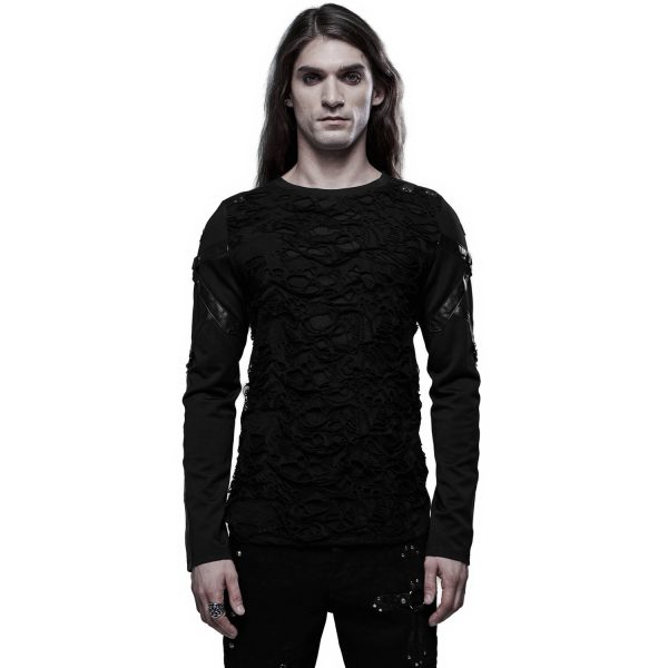 PUNK RAVE Polo Manches Longues ‘Astaroth’ Noir solde en ligne 3