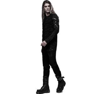 PUNK RAVE Polo Manches Longues ‘Astaroth’ Noir solde en ligne 40