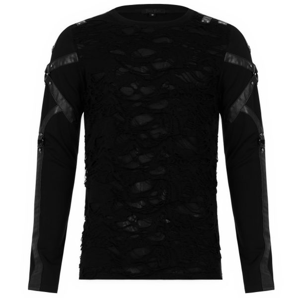 PUNK RAVE Polo Manches Longues ‘Astaroth’ Noir solde en ligne 14