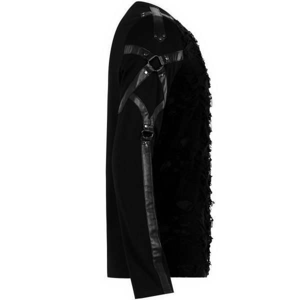 PUNK RAVE Polo Manches Longues ‘Astaroth’ Noir solde en ligne 16