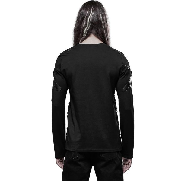 PUNK RAVE Polo Manches Longues ‘Astaroth’ Noir solde en ligne 4