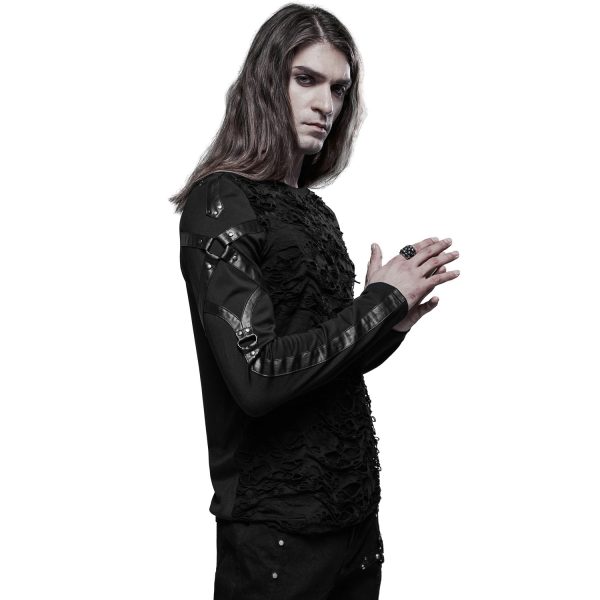 PUNK RAVE Polo Manches Longues ‘Astaroth’ Noir solde en ligne 5