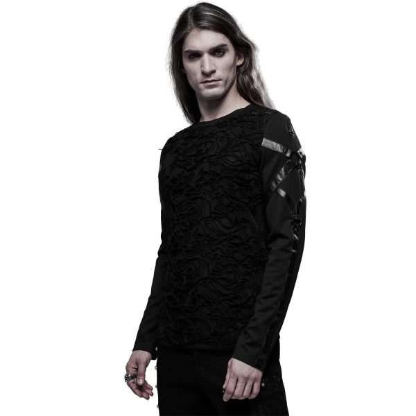 PUNK RAVE Polo Manches Longues ‘Astaroth’ Noir solde en ligne 6