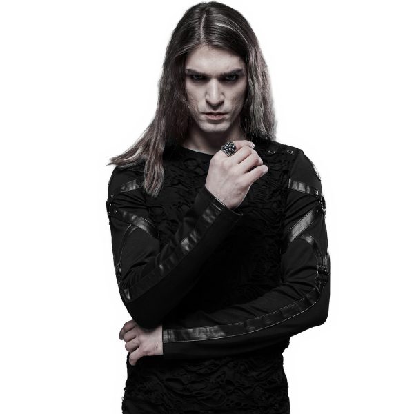 PUNK RAVE Polo Manches Longues ‘Astaroth’ Noir solde en ligne 7