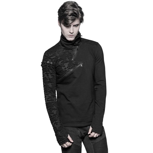 PUNK RAVE Polo Manches Longues ‘Black Plague’ Noir Top ventes 6