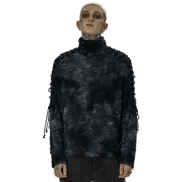 Achat PUNK RAVE Polo Masque ‘Samhain’ Noir Et Bleu 3
