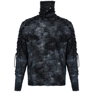 Achat PUNK RAVE Polo Masque ‘Samhain’ Noir Et Bleu 39
