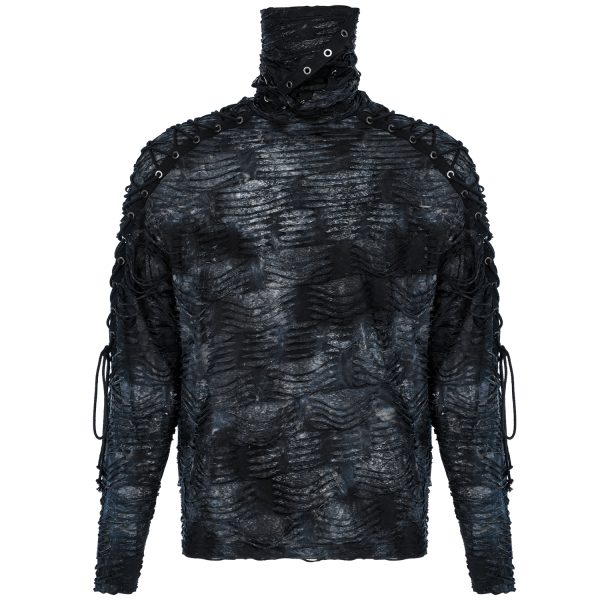 Achat PUNK RAVE Polo Masque ‘Samhain’ Noir Et Bleu 12
