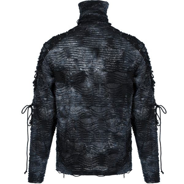 Achat PUNK RAVE Polo Masque ‘Samhain’ Noir Et Bleu 13