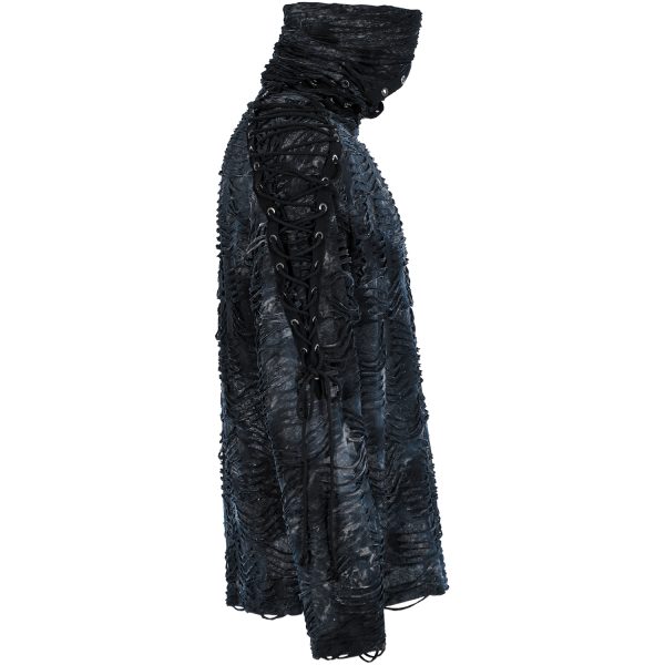 Achat PUNK RAVE Polo Masque ‘Samhain’ Noir Et Bleu 14