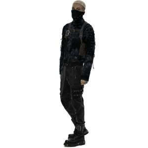 Achat PUNK RAVE Polo Masque ‘Samhain’ Noir Et Bleu 31