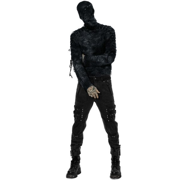 Achat PUNK RAVE Polo Masque ‘Samhain’ Noir Et Bleu 9
