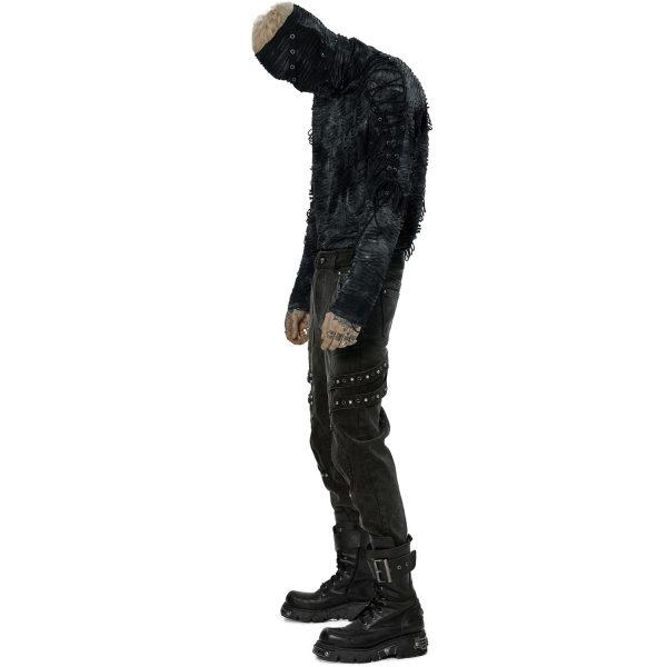 Achat PUNK RAVE Polo Masque ‘Samhain’ Noir Et Bleu 10