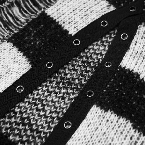grand choix PUNK RAVE Pull ‘Dark Doll’ à Rayures Noires Et Blanches 18