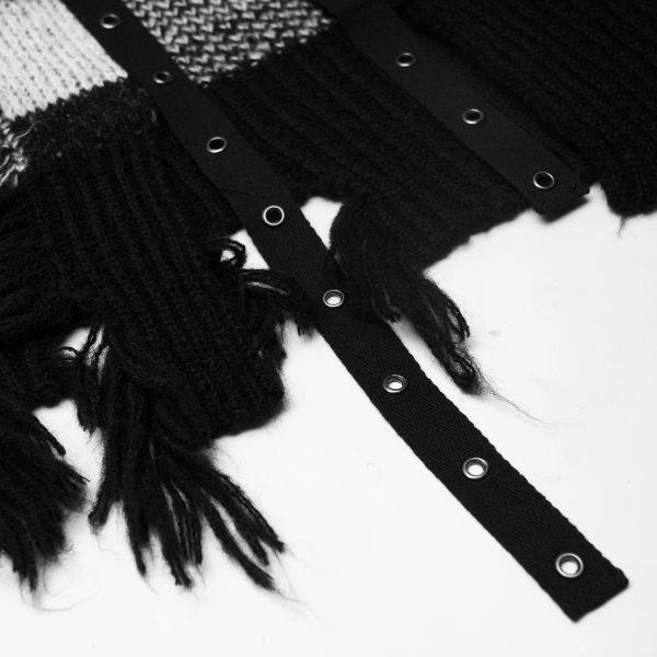 grand choix PUNK RAVE Pull ‘Dark Doll’ à Rayures Noires Et Blanches 20
