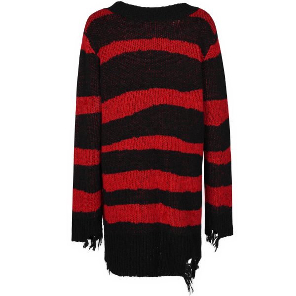 PUNK RAVE Pull ‘Dark Doll’ à Rayures Rouges Et Noires boutique en france 15