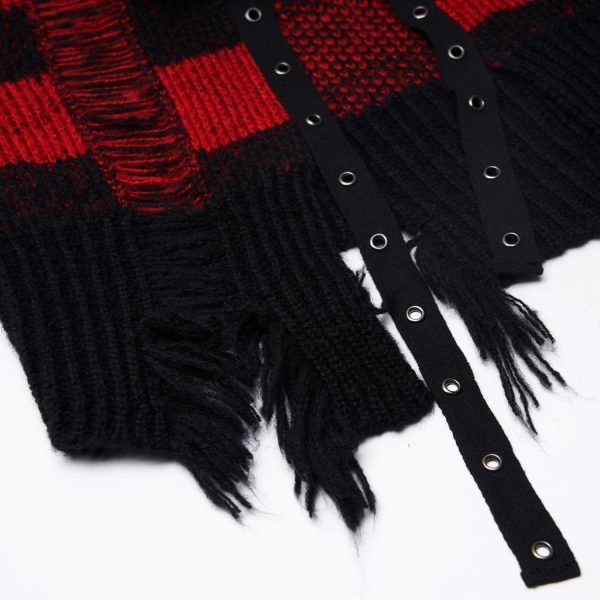 PUNK RAVE Pull ‘Dark Doll’ à Rayures Rouges Et Noires boutique en france 17