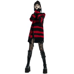 PUNK RAVE Pull ‘Dark Doll’ à Rayures Rouges Et Noires boutique en france 38