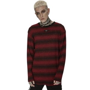 PUNK RAVE Pull ‘Pagan’ Rayé Rouge Et Noir REMISE allant 17