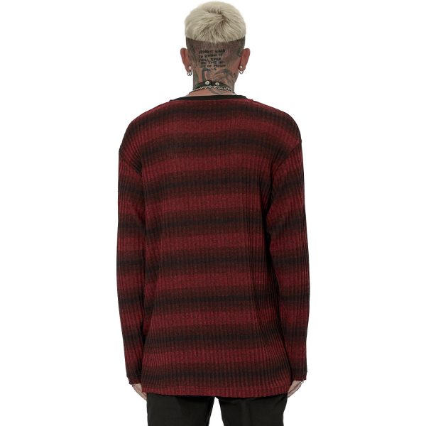 PUNK RAVE Pull ‘Pagan’ Rayé Rouge Et Noir REMISE allant 4