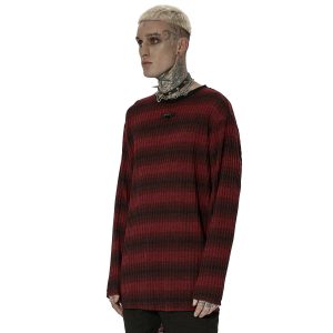 PUNK RAVE Pull ‘Pagan’ Rayé Rouge Et Noir REMISE allant 21