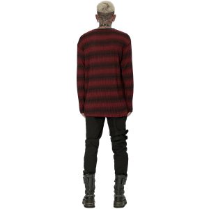 PUNK RAVE Pull ‘Pagan’ Rayé Rouge Et Noir REMISE allant 25