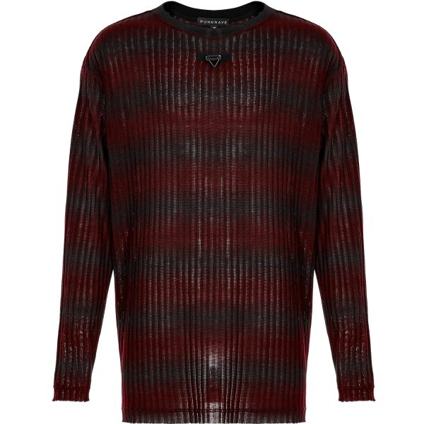 PUNK RAVE Pull ‘Pagan’ Rayé Rouge Et Noir REMISE allant 10