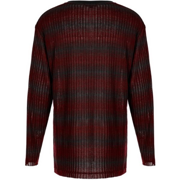 PUNK RAVE Pull ‘Pagan’ Rayé Rouge Et Noir REMISE allant 11