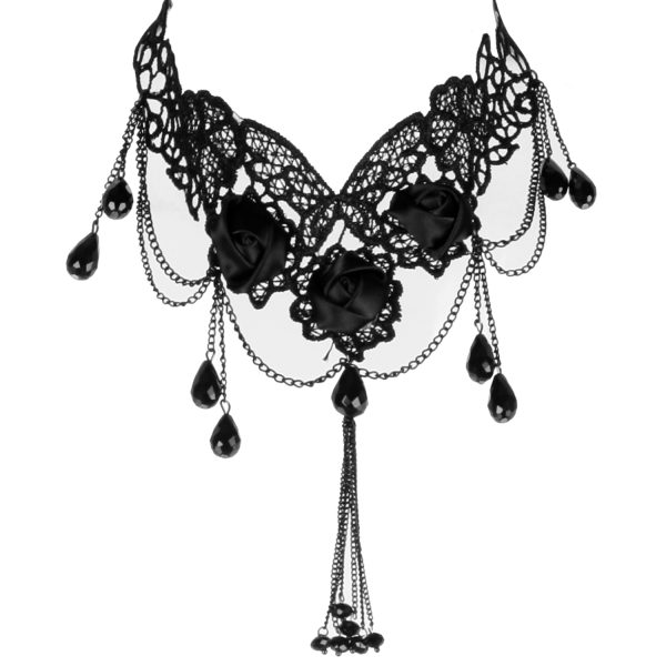 outlet PUNK RAVE Ras Du Cou ‘Black Roses’ Noir 1