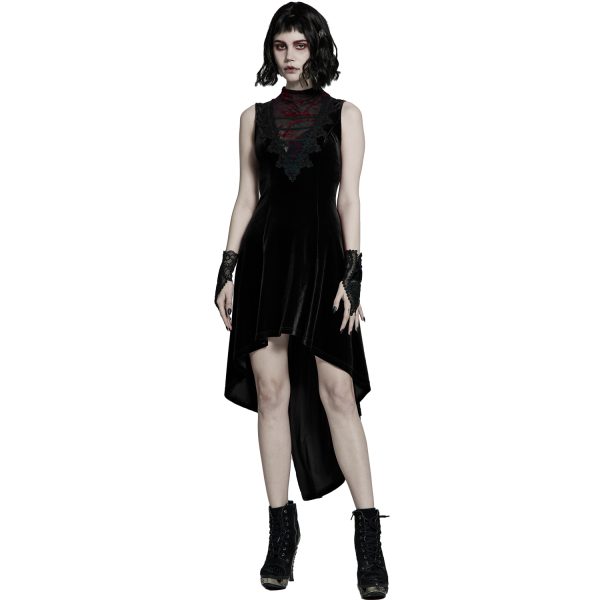 marques de renommée PUNK RAVE Robe Asymétrique ‘Bara’ En Velours Noir 3