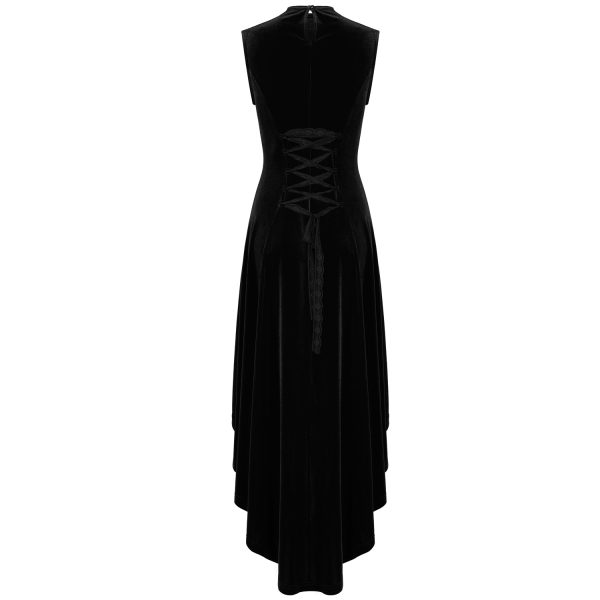 marques de renommée PUNK RAVE Robe Asymétrique ‘Bara’ En Velours Noir 12