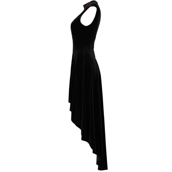 marques de renommée PUNK RAVE Robe Asymétrique ‘Bara’ En Velours Noir 13