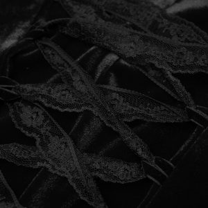 marques de renommée PUNK RAVE Robe Asymétrique ‘Bara’ En Velours Noir 44