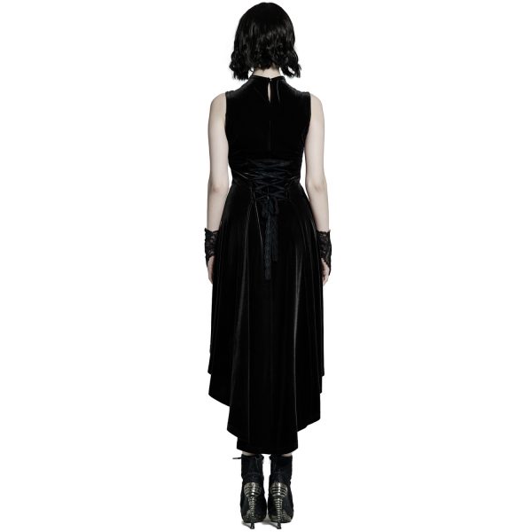 marques de renommée PUNK RAVE Robe Asymétrique ‘Bara’ En Velours Noir 4